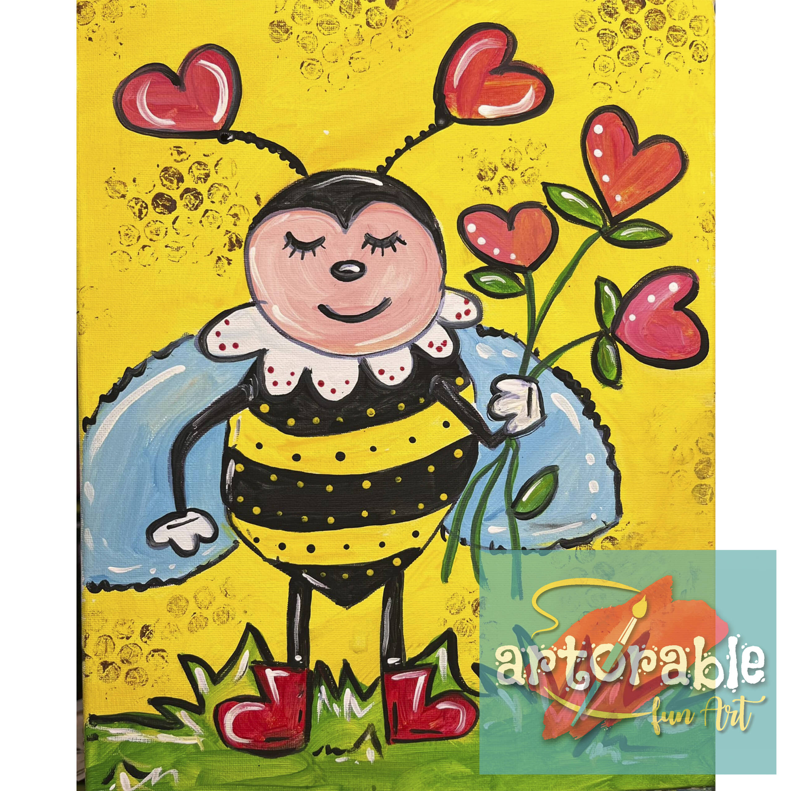 Bee with Flowers Artorable Fun Art